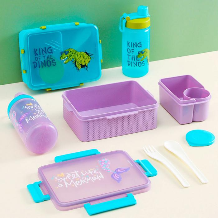 童彩3格飯盒+運(yùn)動水壺套裝(含內(nèi)盒1500ml+50